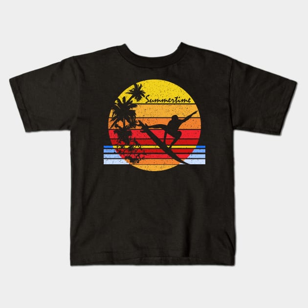 Summertime Surfing Vintage Kids T-Shirt by DARSHIRTS